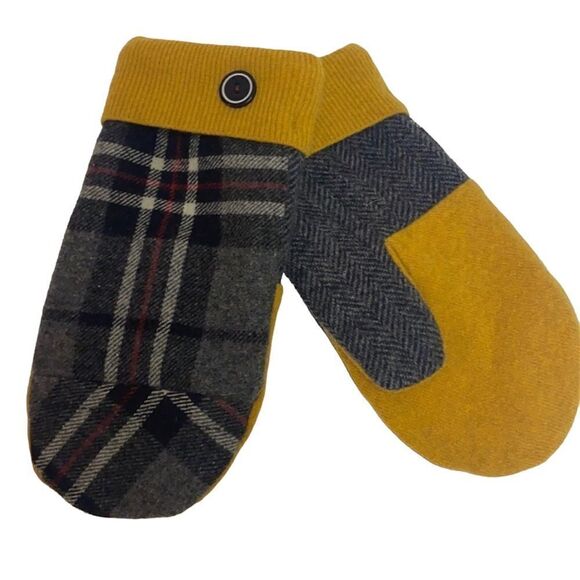 Plaid Light Weight Wool Mittens D10 - Picture 1 of 5